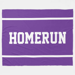 Cobertor De Velo HOMERUN Branco Listras de Beisebol em Roxo Real
