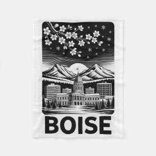 Cobertor De Velo Horizonte de Boise Preto e Branco Xilogravura Inve