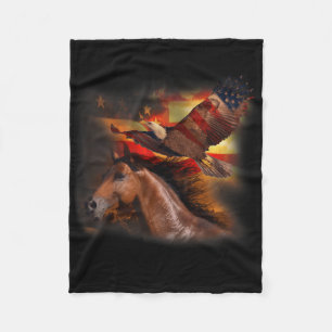 Cobertor De Velo Horse American Flag Wings Eagle Patriótico 4t