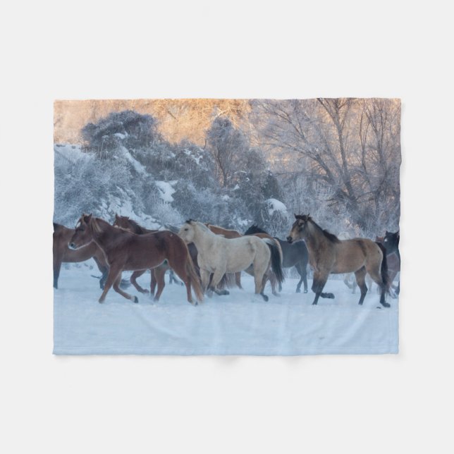 Cobertor De Velo Horse Drive in Winter on Hideout Ranch (Frente (Horizontal))