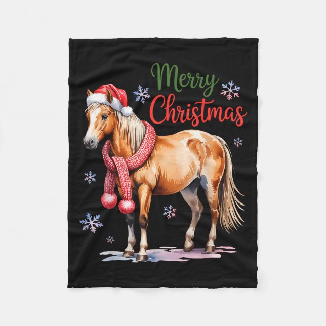 Cobertor De Velo Horse Santa Hat Christmas Lights Family Matching W (Frente)