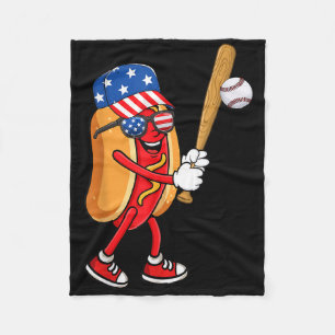 Cobertor De Velo Hotdog Jogando Baseball no Dia da Independência do