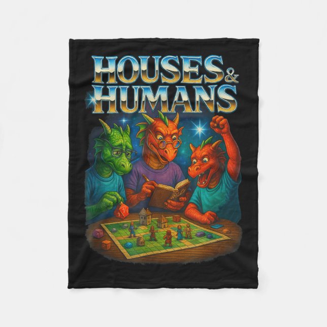 Cobertor De Velo Houses And Humans Funny Gaming Rpg Gamers Men Wome (Frente)