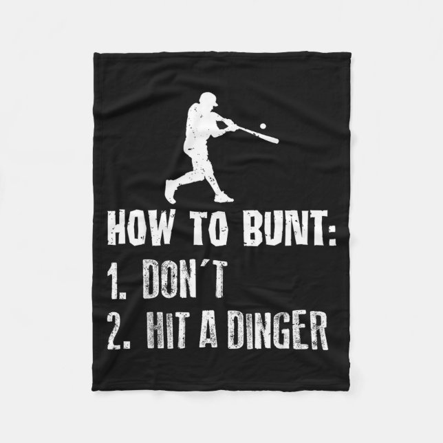Cobertor De Velo How To Bunt Don't Hit A Dinger Funny Baseball  (Frente)