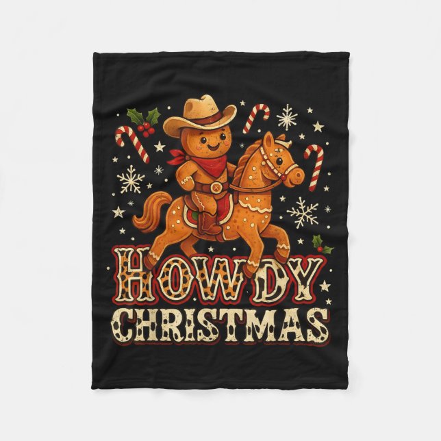 Cobertor De Velo Howdy Christmas Cowboy Gingerbread Design  (Frente)