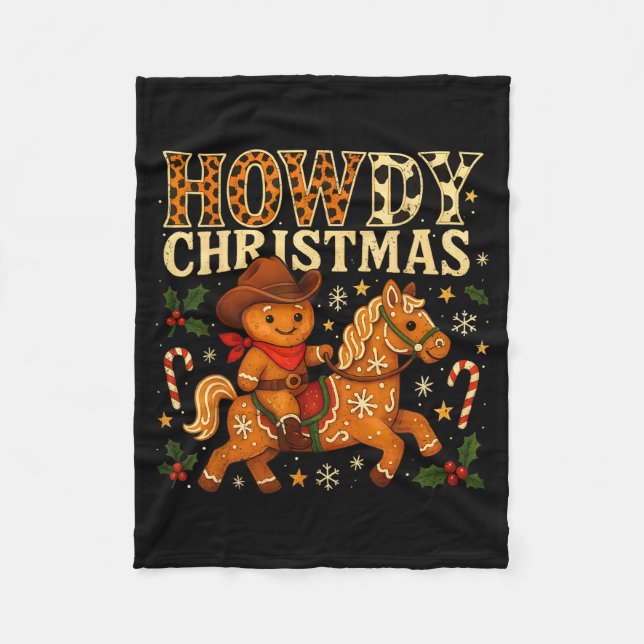 Cobertor De Velo Howdy Christmas Cowboy Gingerbread Design  (Frente)