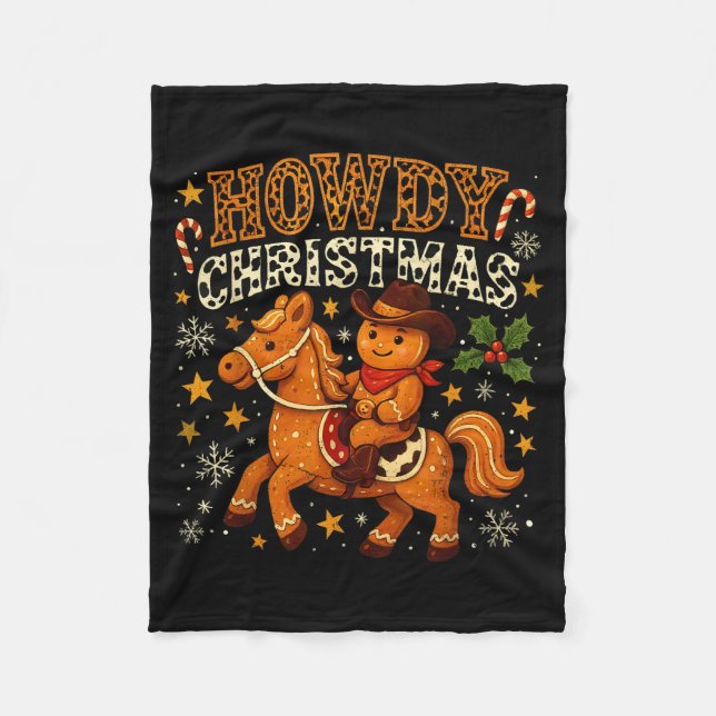 Cobertor De Velo Howdy Christmas Cowboy Gingerbread Design  (Frente)