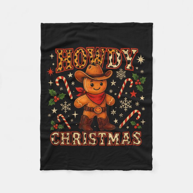 Cobertor De Velo Howdy Christmas Cowboy Gingerbread Design  (Frente)