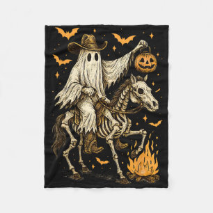 Cobertor De Velo Howdy Cowboy Ghost Pumpkin Andando Skeleton Cavalo