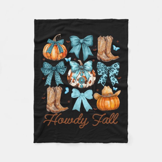 Cobertor De Velo Howdy Fall Western Pumpkin Coquette Arco Pumpkin (Frente)