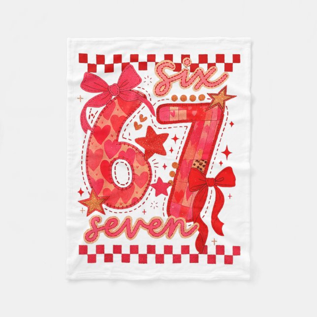 Cobertor De Velo Hugvyn Six Seven Valentine 6 7 Meme Checkered Coqu (Frente)