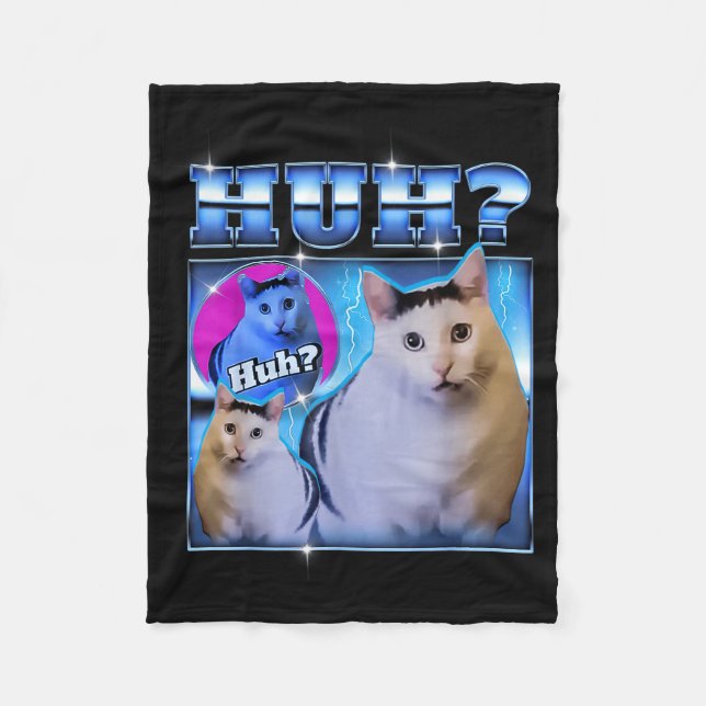 Cobertor De Velo Huh Cat Funny Cat Meme Weird Cat Bootleg  (Frente)