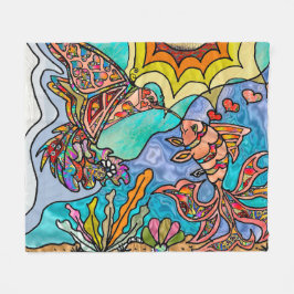 Cobertor De Velo Hummingbird Goldfish Reflexão Art Fleece Blanket