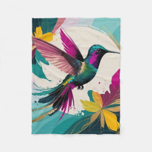 Cobertor De Velo Hummingbird vibrante no voo: Um Abstrato tropical