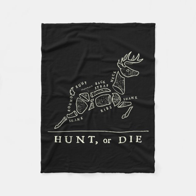 Cobertor De Velo Hunt Or Die Funny Hunting Quote Deer Butcher Chart (Frente)