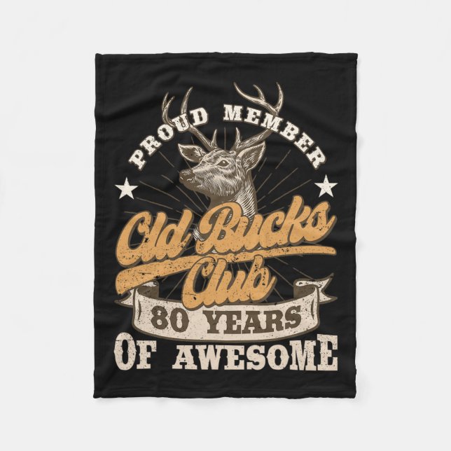 Cobertor De Velo Hunter 80 Birthday Old Bucks Club 80 Anos De Aw (Frente)