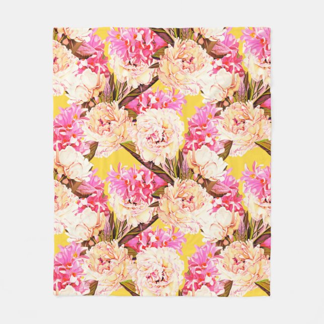 Cobertor De Velo Hyacinth and peonis flowers, seamless pattern. Wat (Frente)