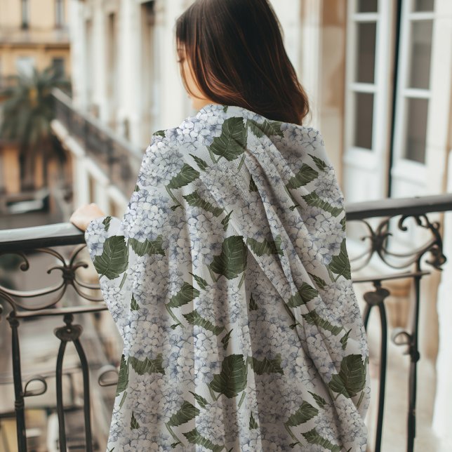 Cobertor De Velo Hydrangea Garden Monogram  (Hydrangea Fleece Blanket)