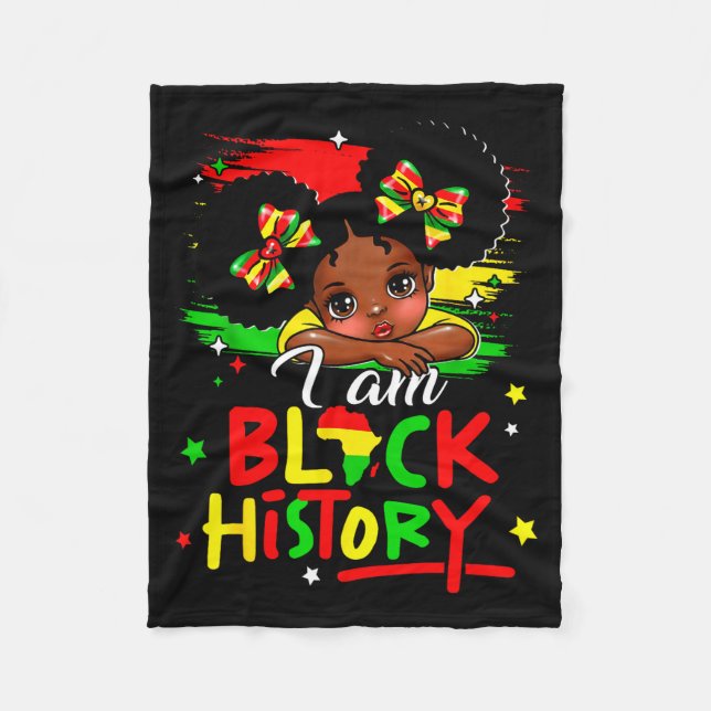 Cobertor De Velo I Am Black History Afro Girl Little Melanin Prince (Frente)