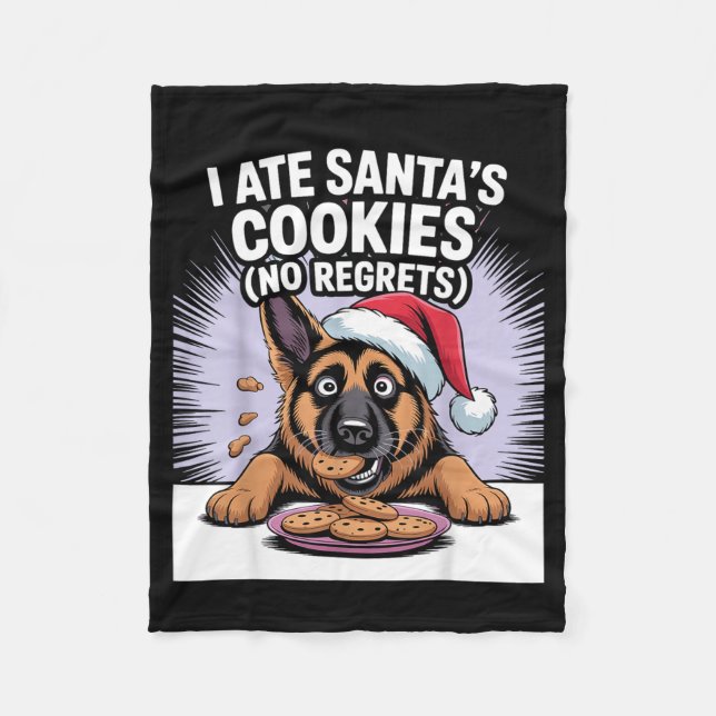 Cobertor De Velo I Ate Santas Cookies Puppy Funny Christmas German  (Frente)