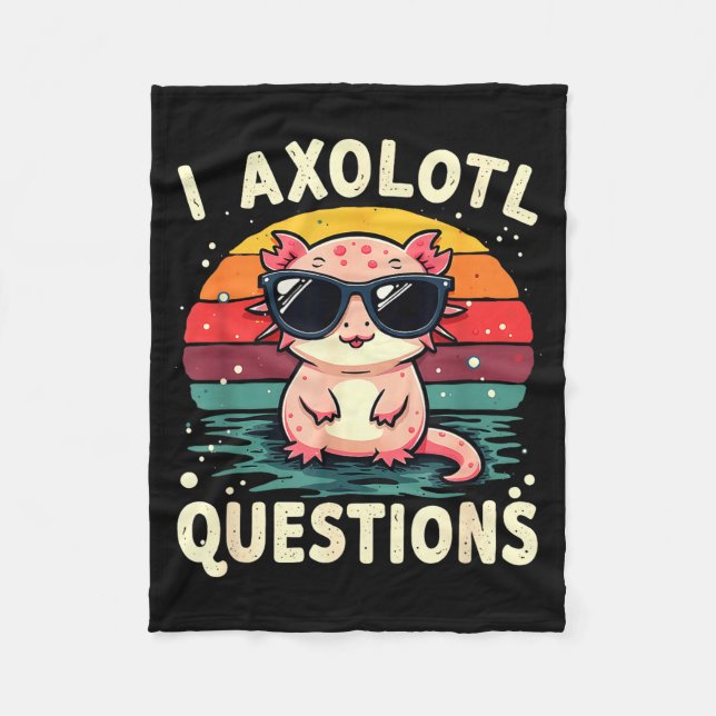 Cobertor De Velo I Axolotl Questions Cute Funny Retro Sunset Design (Frente)