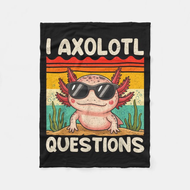 Cobertor De Velo I Axolotl Questions Shirt Funny Axolotl Boy Girls  (Frente)