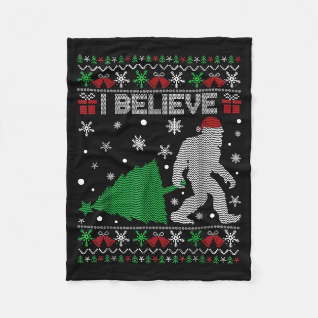 Cobertor De Velo I Believe Big Foot Sasquatch Christmas  (Frente)