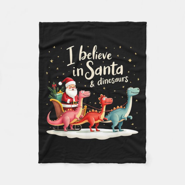 Cobertor De Velo I Believe In Santa And Dinosaurs Holiday Funny Chr (Frente)