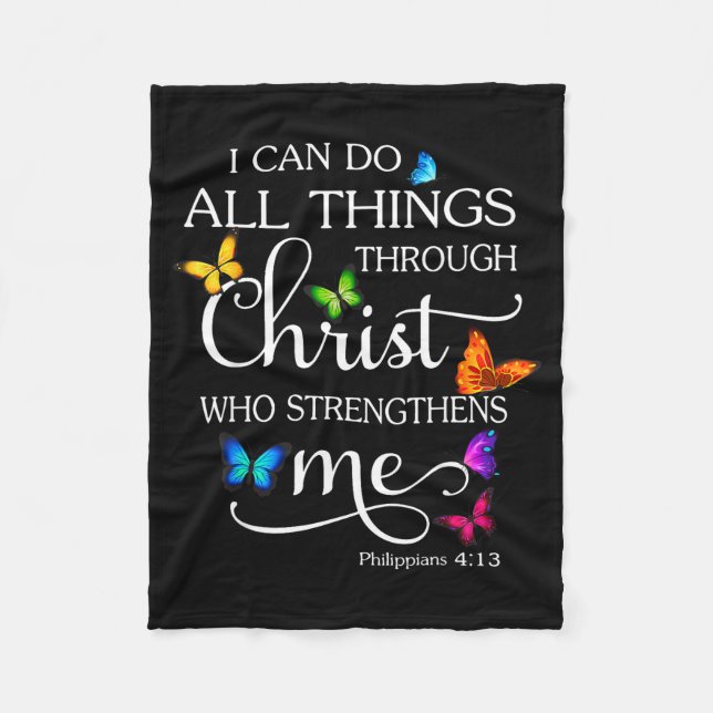 Cobertor De Velo I Can Do All Things Through Christ Butterfly Art - (Frente)