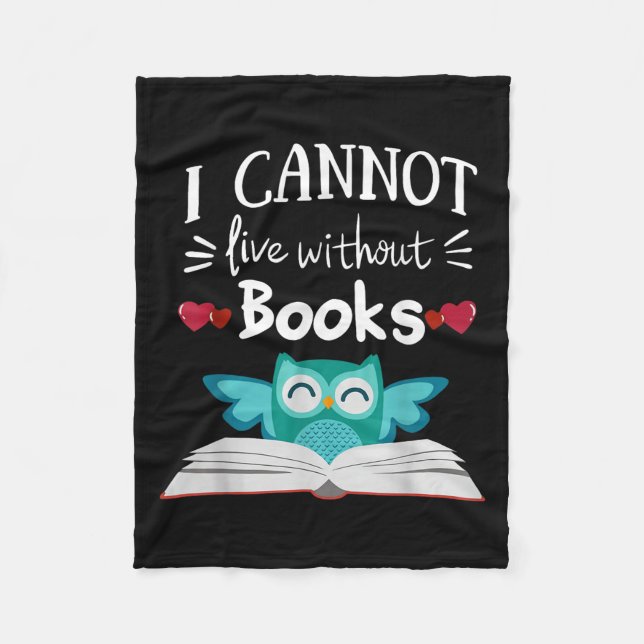Cobertor De Velo I Cannot Live Without Books Owl  (Frente)