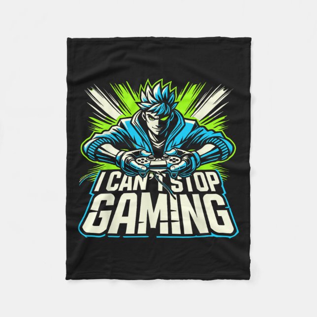 Cobertor De Velo I Can't Stop Gaming Funny Gamer Graphic Amine Vide (Frente)