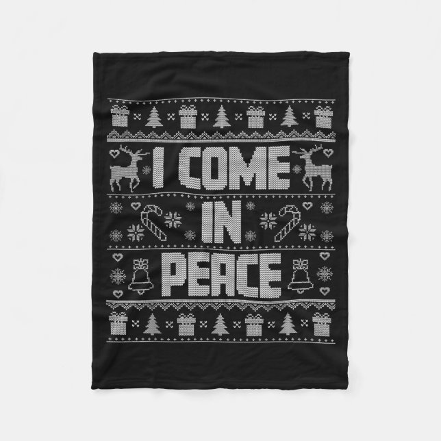 Cobertor De Velo I Come In Peace Couple Matching Ugly Christmas Swe (Frente)