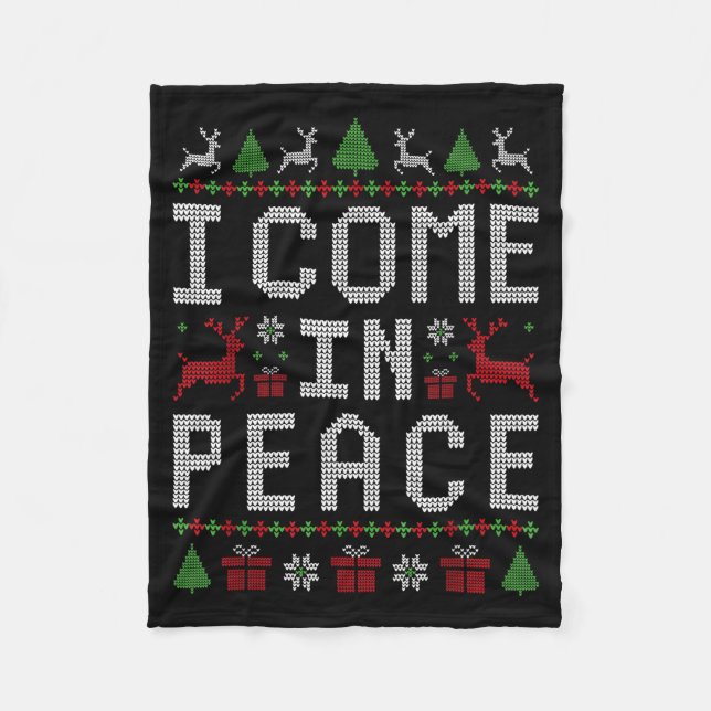Cobertor De Velo I Come In Peace Couple Matching Ugly Christmas Swe (Frente)