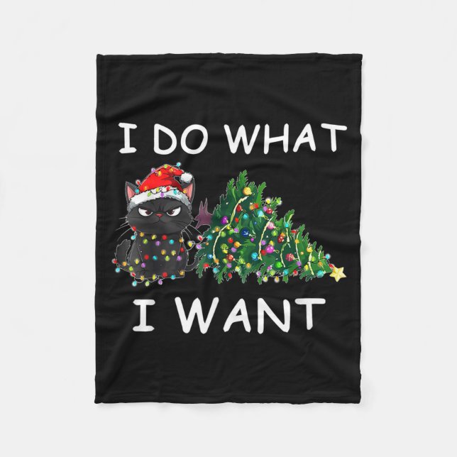 Cobertor De Velo I Do What I Want Funny Christmas Black Cat Xmas  (Frente)
