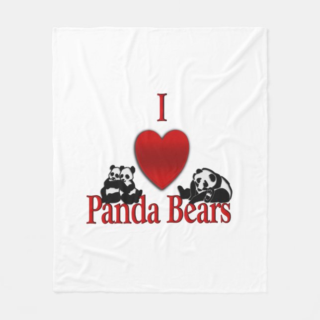Cobertor De Velo I Heart Panda Bears (Frente)