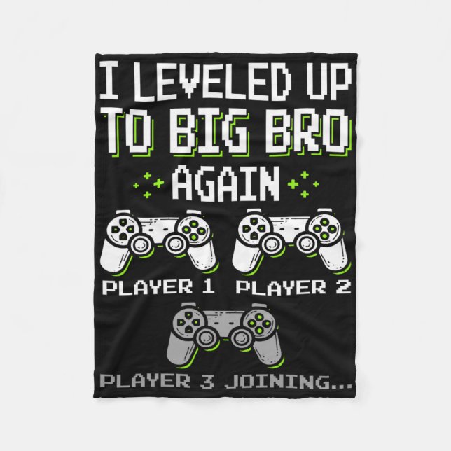 Cobertor De Velo I Leveled Up To Big Bro Again Brother Gamer Funny  (Frente)