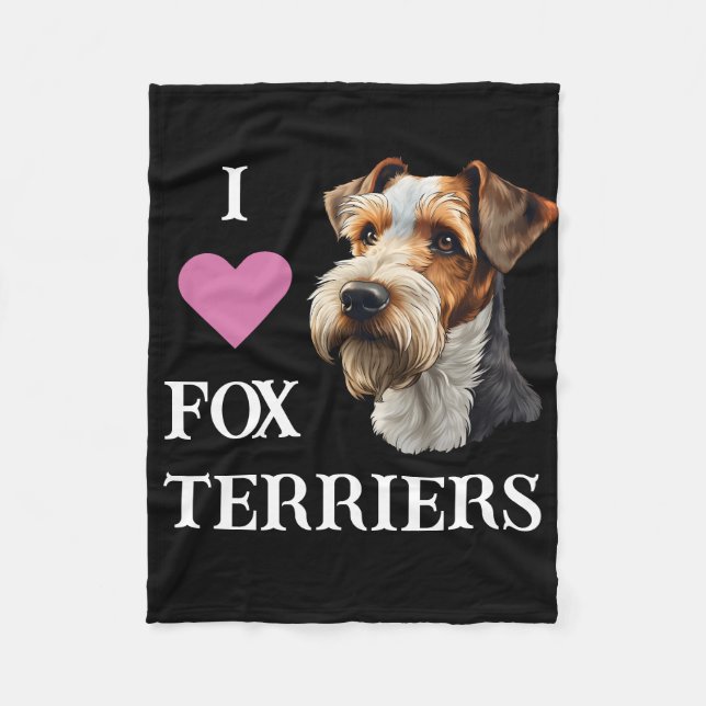 Cobertor De Velo I Love Fox Terriers (Wire Hair Fox Terrier) (Frente)