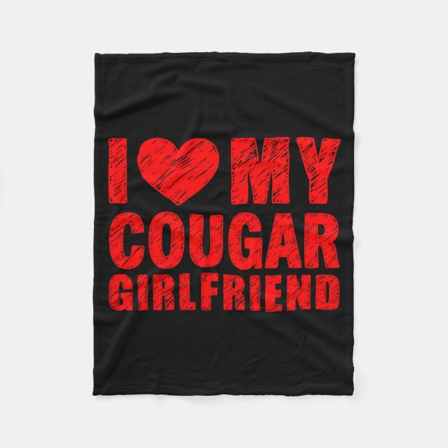 Cobertor De Velo I Love My Cougar Girlfriend Heart Valentine Couple (Frente)