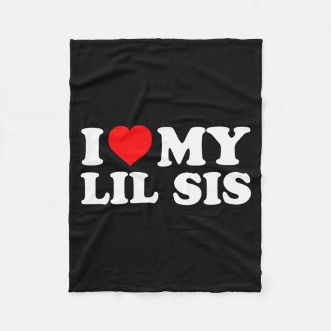 Cobertor De Velo I Love My Lil Sis Red Heart  (Frente)