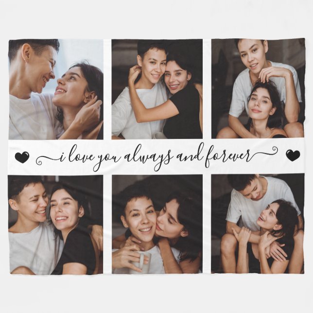 Cobertor De Velo I Love You Always & Forever Modern 6 Photo Collage (Frente (Horizontal))