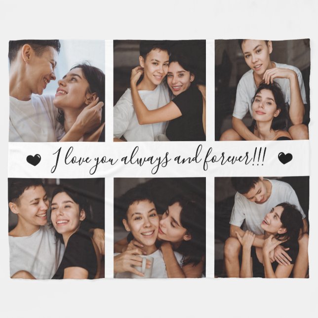 Cobertor De Velo I Love You Always & Forever Modern 6 Photo Collage (Frente (Horizontal))
