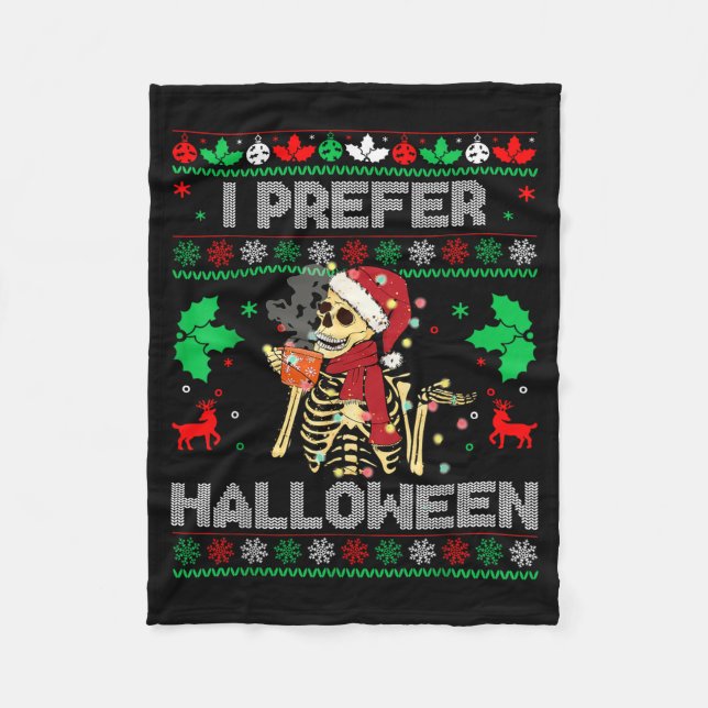 Cobertor De Velo I Prefer Halloween Christmas Sweater Funny Holiday (Frente)