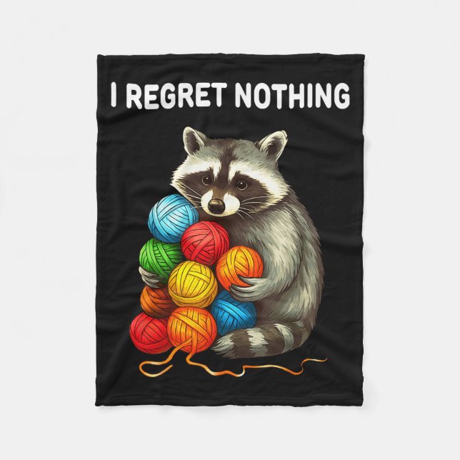 Cobertor De Velo I Regret Nothing Funny Raccoon Yarn Lover  (Frente)