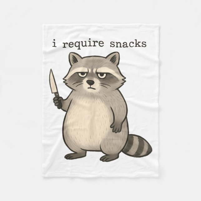 Cobertor De Velo I Require Snacks Funny Mpy Raccoon Trash Meme Snac (Frente)