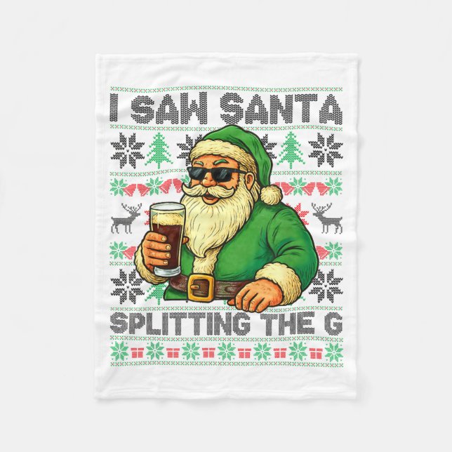 Cobertor De Velo I Saw Santa Splitting The G, Santa Beer Drinking C (Frente)