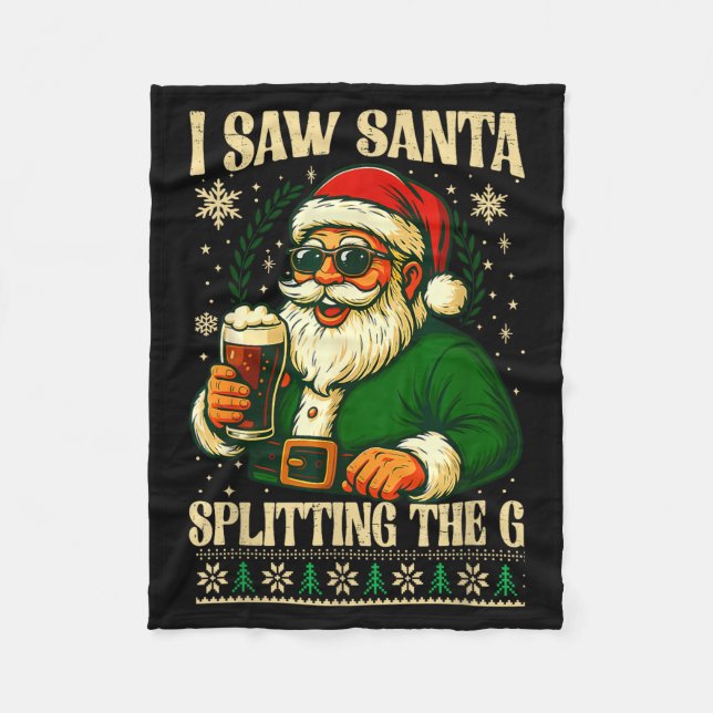 Cobertor De Velo I Saw Santa Splitting The G, Santa Beer Drinking C (Frente)