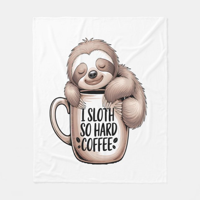 Cobertor De Velo I Sloth Without Coffee (Frente)