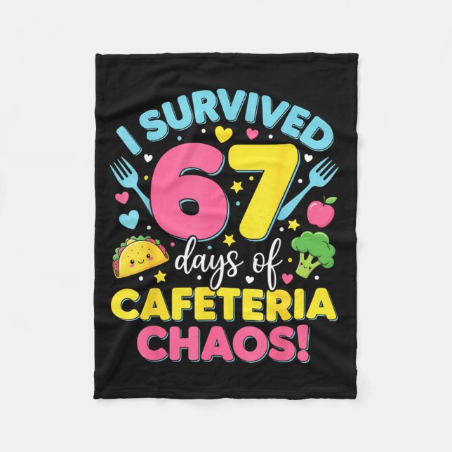 Cobertor De Velo I Survived 67 Days Of Cafeteria Chaos Meme  (Frente)