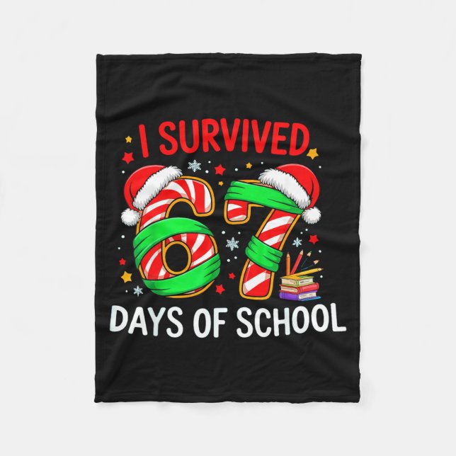 Cobertor De Velo I Survived 67 Days Of School Christmas  (Frente)