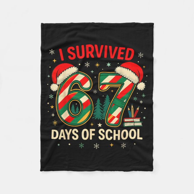 Cobertor De Velo I Survived 67 Days Of School Christmas Teacher  (Frente)